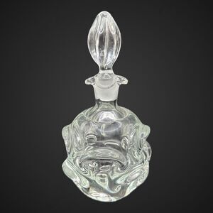 Aseda Swedish Art Glass Decanter Bo Bergstrom Thumbprint MCM DAMAGED READ VTG
